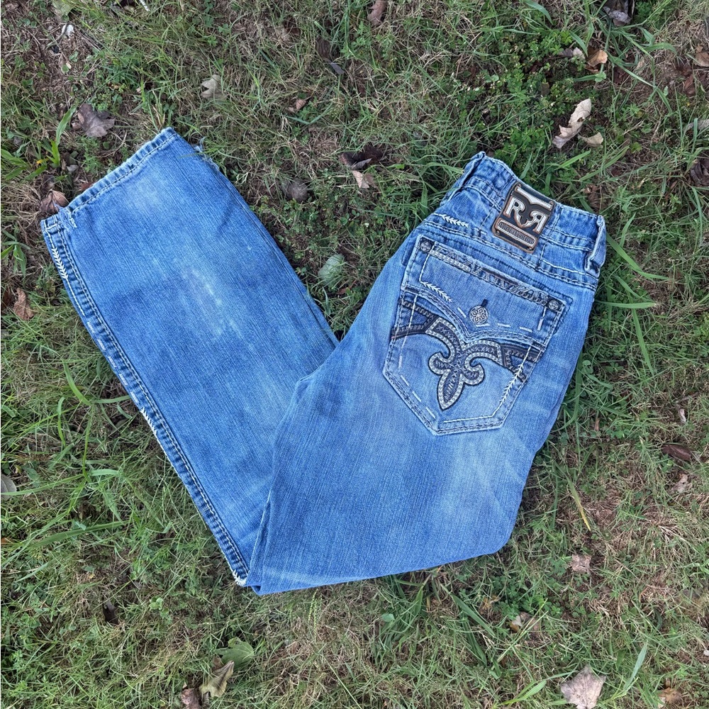 Rock Revival Light Blue Denim with Embroidered Pockets